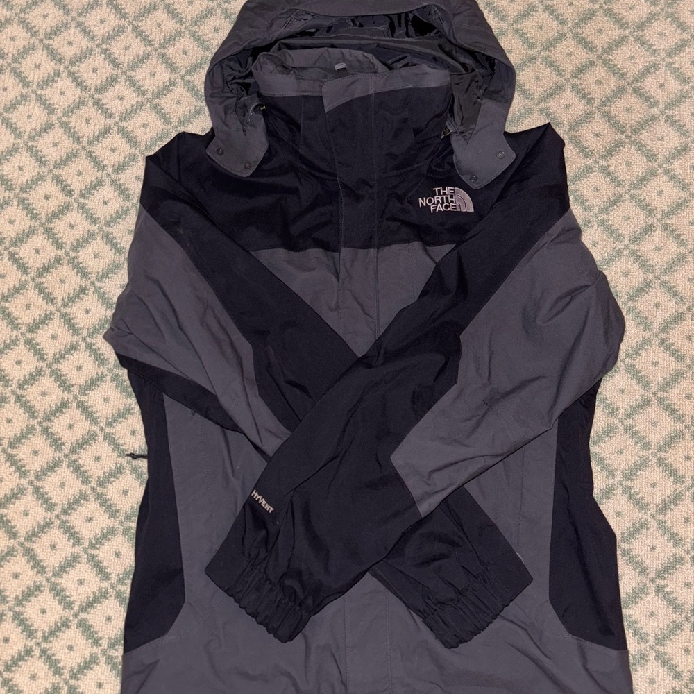 The North Face Gray and Black Hyvent Jacket